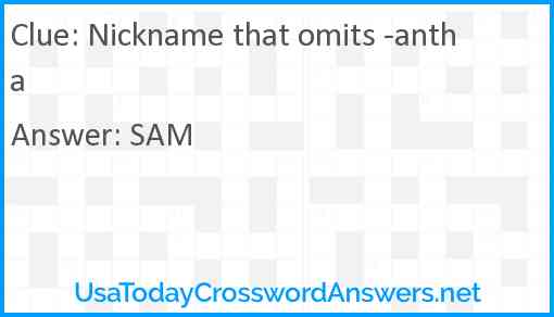 Nickname that omits -antha Answer