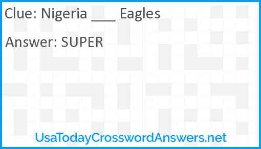 Nigeria ___ Eagles Answer
