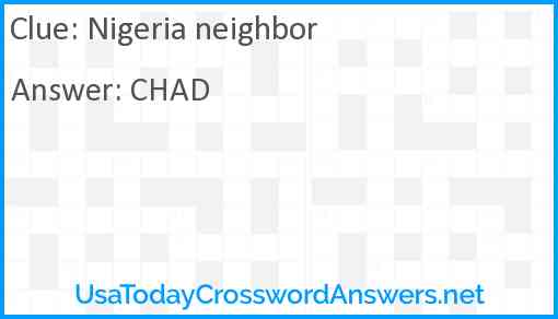 Nigeria neighbor Answer