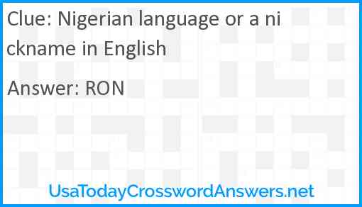 Nigerian language or a nickname in English Answer