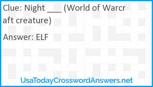 Night ___ (World of Warcraft creature) Answer