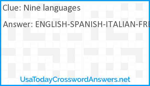 Nine languages Answer