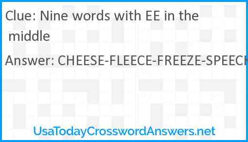 Nine words with EE in the middle Answer