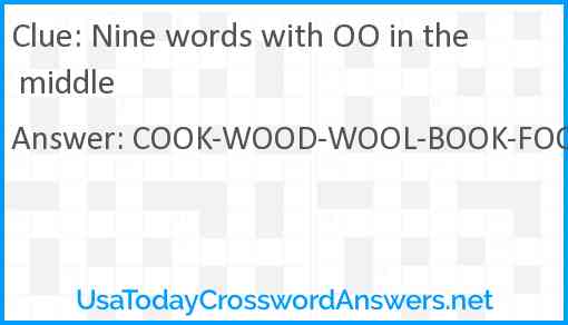 Nine words with OO in the middle Answer