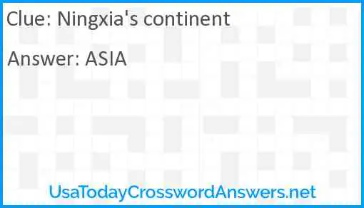 Ningxia's continent Answer