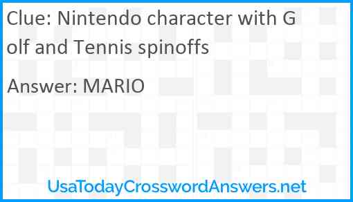 Nintendo character with Golf and Tennis spinoffs Answer