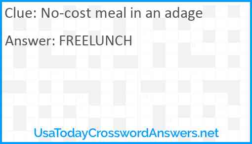 No-cost meal in an adage Answer