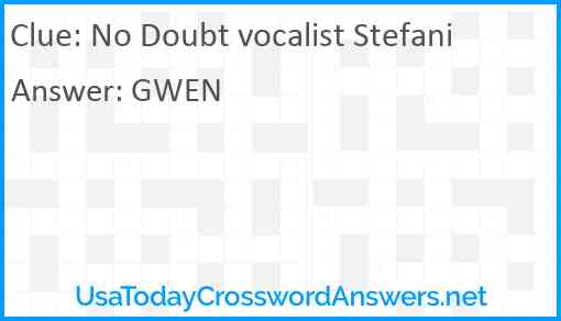 No Doubt vocalist Stefani Answer