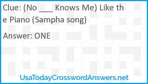 (No ___ Knows Me) Like the Piano (Sampha song) Answer
