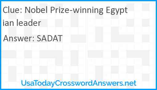 Nobel Prize-winning Egyptian leader Answer