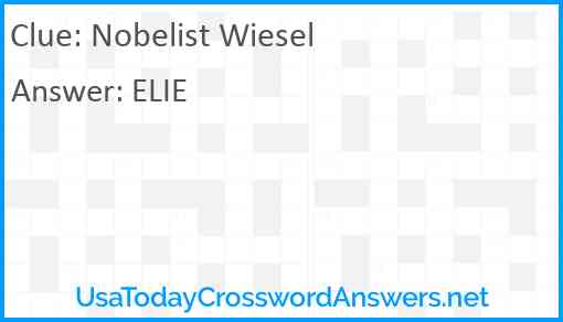 Nobelist Wiesel Answer