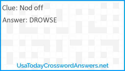Nod off crossword clue UsaTodayCrosswordAnswers net