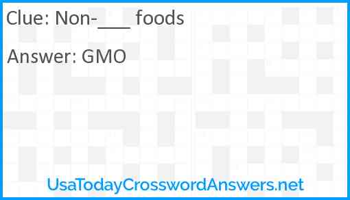 Non-___ foods Answer