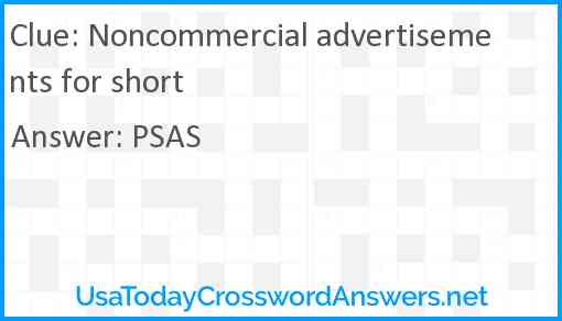 Noncommercial advertisements for short Answer
