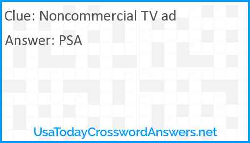Noncommercial TV ad Answer