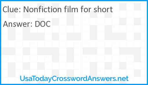 Nonfiction film for short Answer