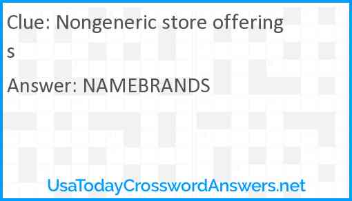 Nongeneric store offerings Answer