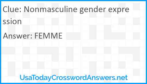 Nonmasculine gender expression Answer
