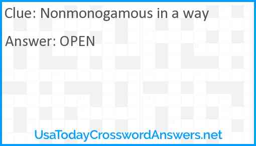Nonmonogamous in a way Answer