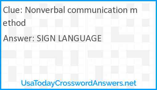 Nonverbal communication method Answer