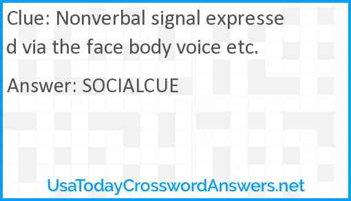 Nonverbal signal expressed via the face body voice etc. Answer