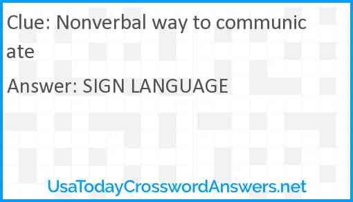 Nonverbal way to communicate Answer
