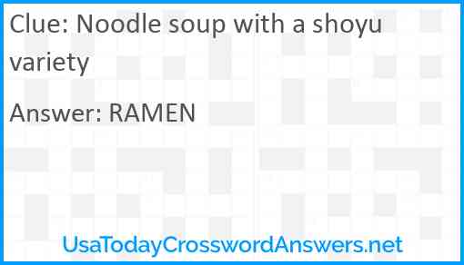 Noodle soup with a shoyu variety Answer