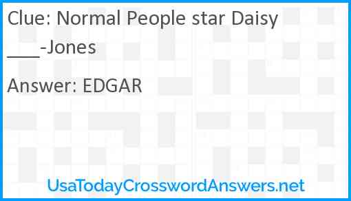 Normal People star Daisy ___-Jones Answer