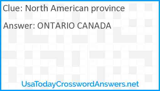 North American province crossword clue UsaTodayCrosswordAnswers net