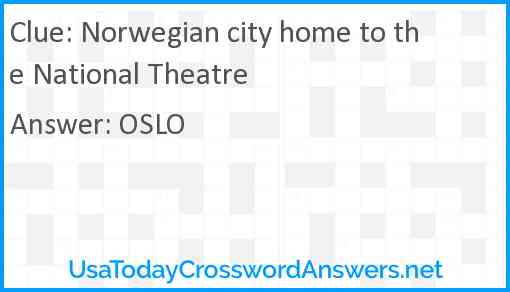Norwegian city home to the National Theatre Answer