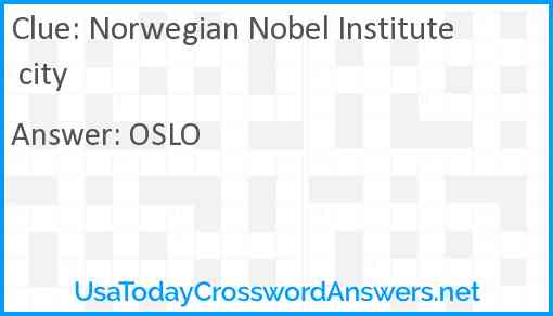 Norwegian Nobel Institute city Answer