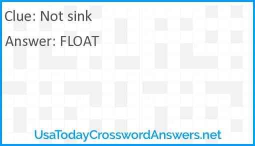 Not sink Answer