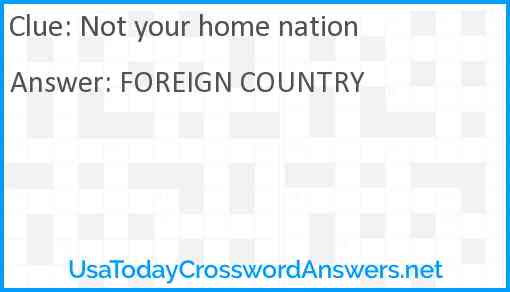 Not your home nation Answer