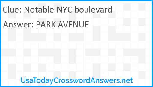 Notable NYC boulevard Answer
