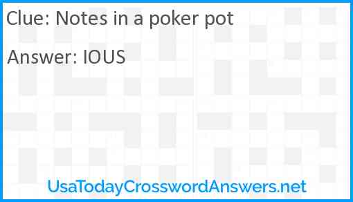 Notes in a poker pot Answer