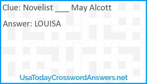 Novelist ___ May Alcott Answer