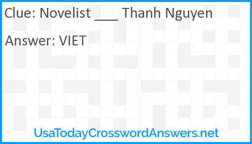 Novelist ___ Thanh Nguyen Answer