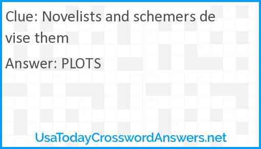 Novelists and schemers devise them Answer