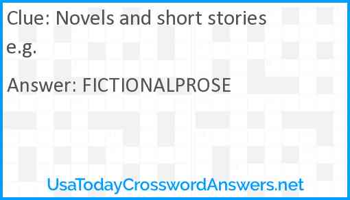 Novels and short stories e.g. Answer