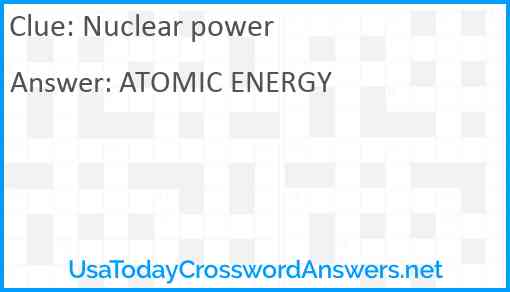 Nuclear power Answer