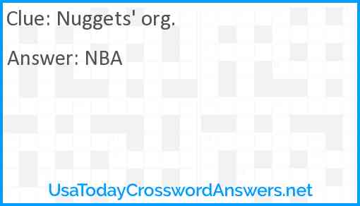 Nuggets' org. Answer