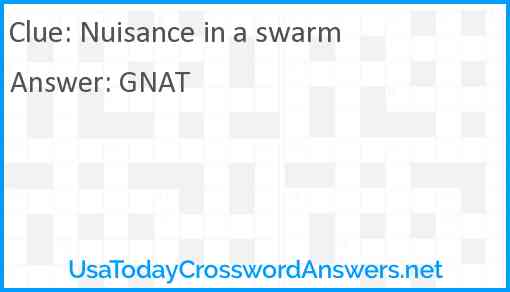 Nuisance in a swarm Answer