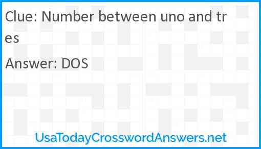 Number between uno and tres Answer