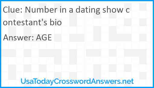 Number in a dating show contestant's bio Answer