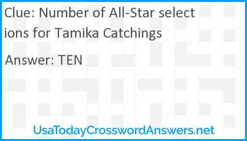 Number of All-Star selections for Tamika Catchings Answer