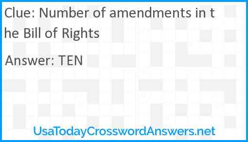Number of amendments in the Bill of Rights Answer