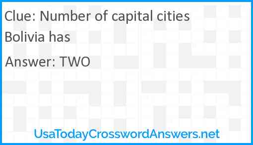 Number of capital cities Bolivia has Answer