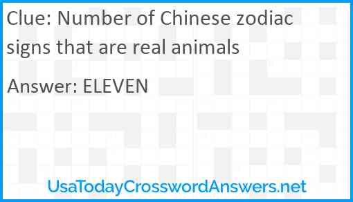 Number of Chinese zodiac signs that are real animals Answer