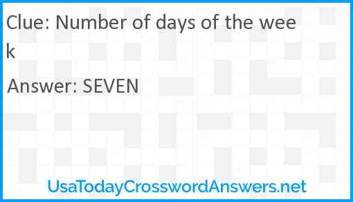 Number of days of the week Answer