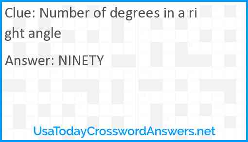 Number of degrees in a right angle Answer